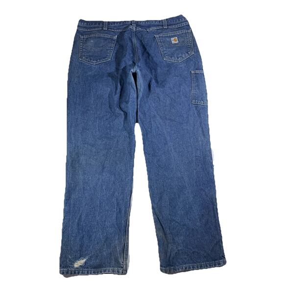 Carhartt FR Denim Utility Jeans 42x32 Blue Fire Resistant Work Pants Distressed - Picture 10 of 13